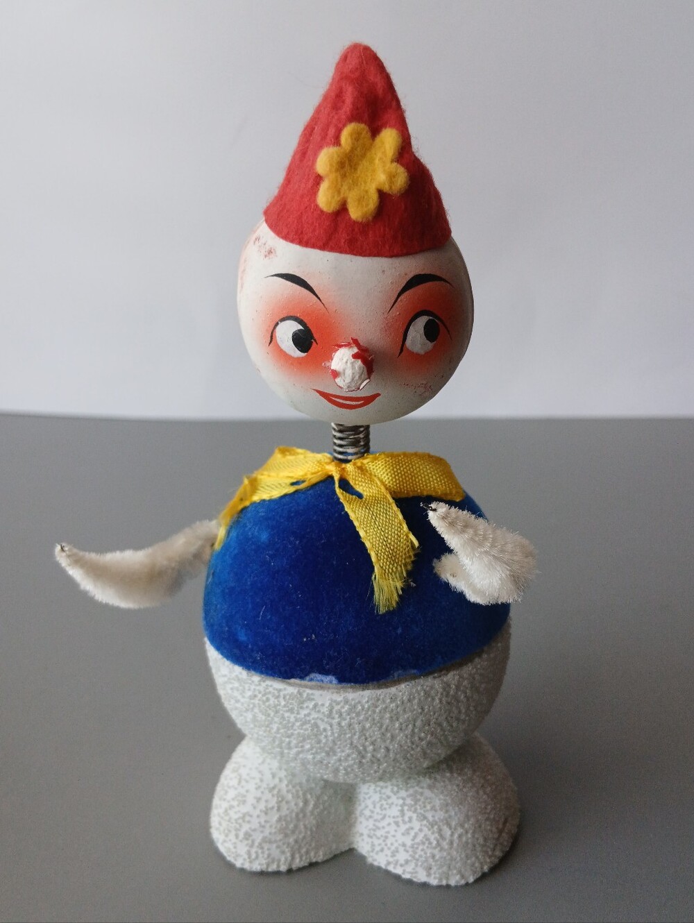 Vintage Paper Mache Snowman Candy Container Bobble Head  Western Germany.
